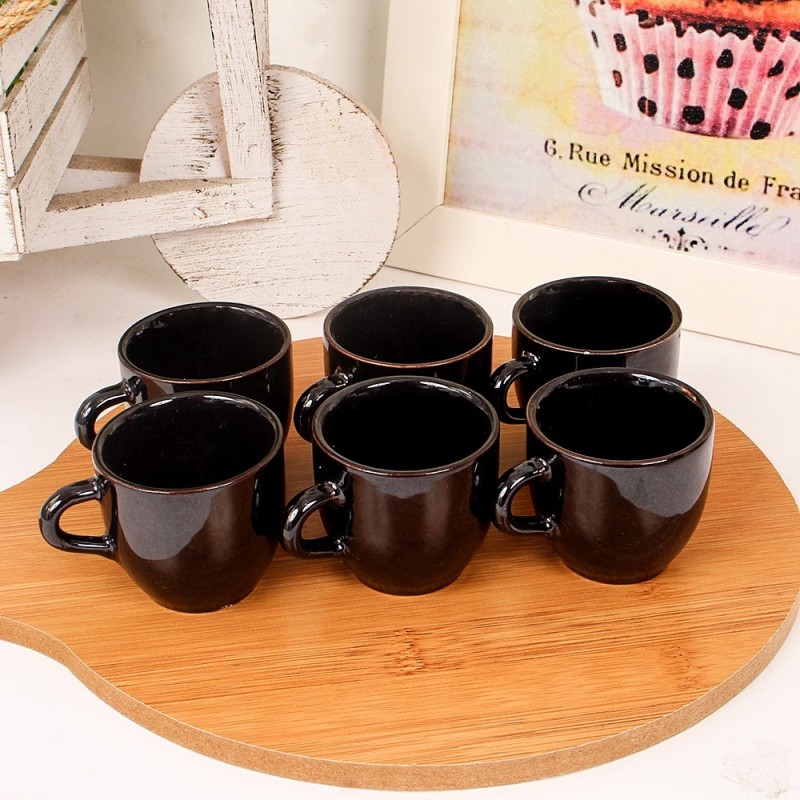 Kit 6 Xícaras Chá Café De Porcelana Lisa Preta 50Ml Atacado