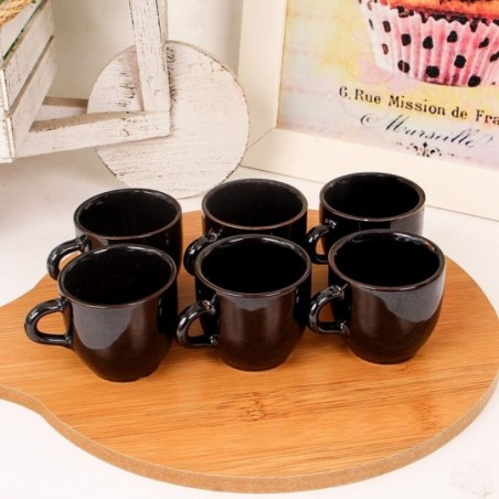 Kit 6 Xícaras Chá Café De Porcelana Lisa Preta 50Ml Atacado