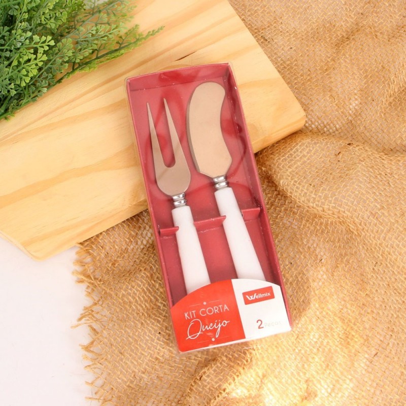 Conjunto P/ Cortar Servir Queijos C/ 2 Peças Aço Inox