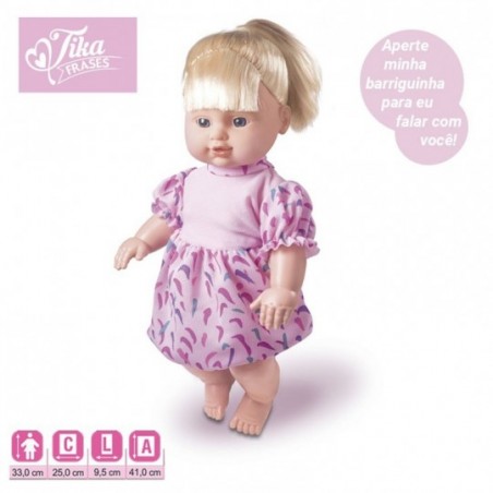 Boneca Infantil Tika Fala Frases Diferentes Nova Toys