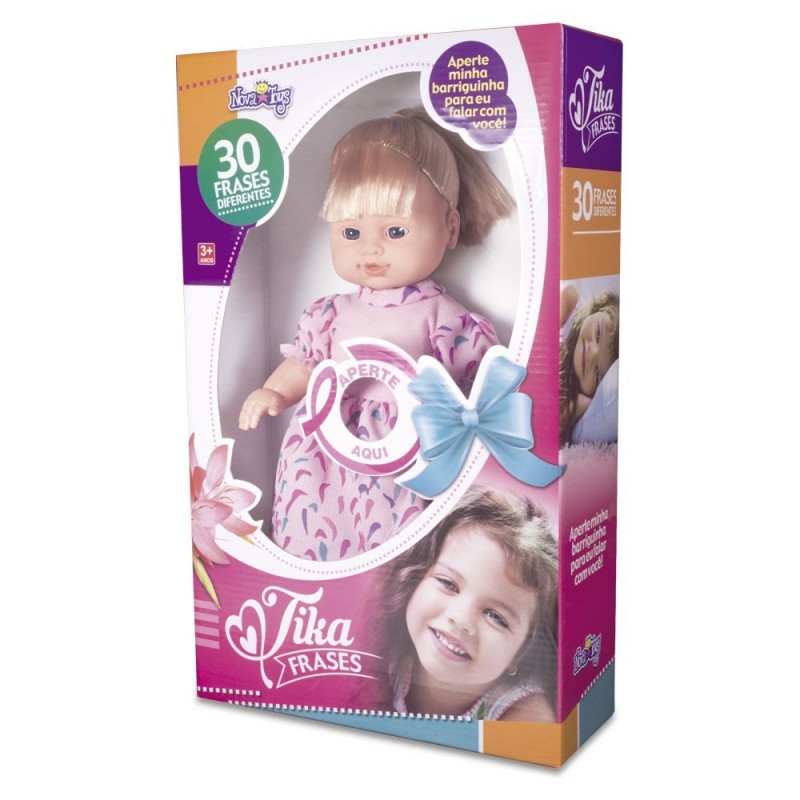 Boneca Infantil Tika Fala Frases Diferentes Nova Toys