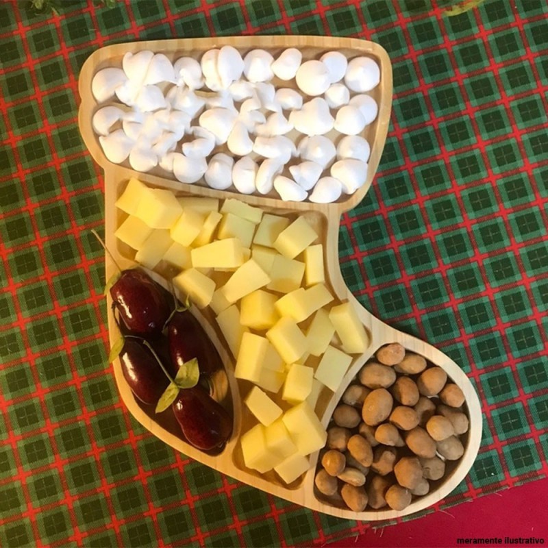 Petisqueira Bandeja Bota Noel P/ Servir Petisco Frios Salgados
