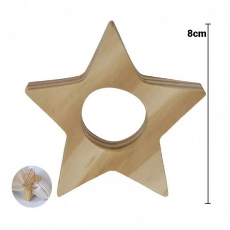 Kit C/ 6 Porta Guardanapo De Madeira Formato Estrela 8 cm