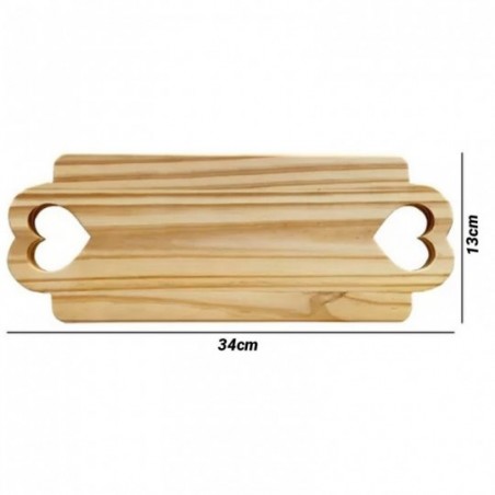 Petisqueira Bandeja Tábua Corações C/ Alça 34 Cm x 13 Cm
