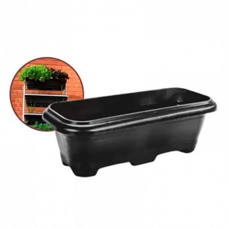 Vaso Floreira Jardineira Preta 20x10 Cm 950ml ErcaPlast