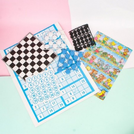 Kit Jogos 4 em 1 Dama Trilha Mico e Mini Bingo Infantil