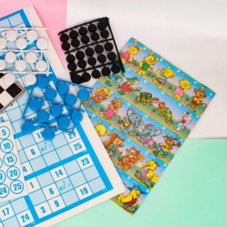 Kit Jogos 4 em 1 Dama Trilha Mico e Mini Bingo Infantil