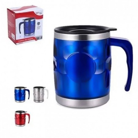 Caneca Térmica Texturizada Inox C/ Tampa P/ Viagem 450ml