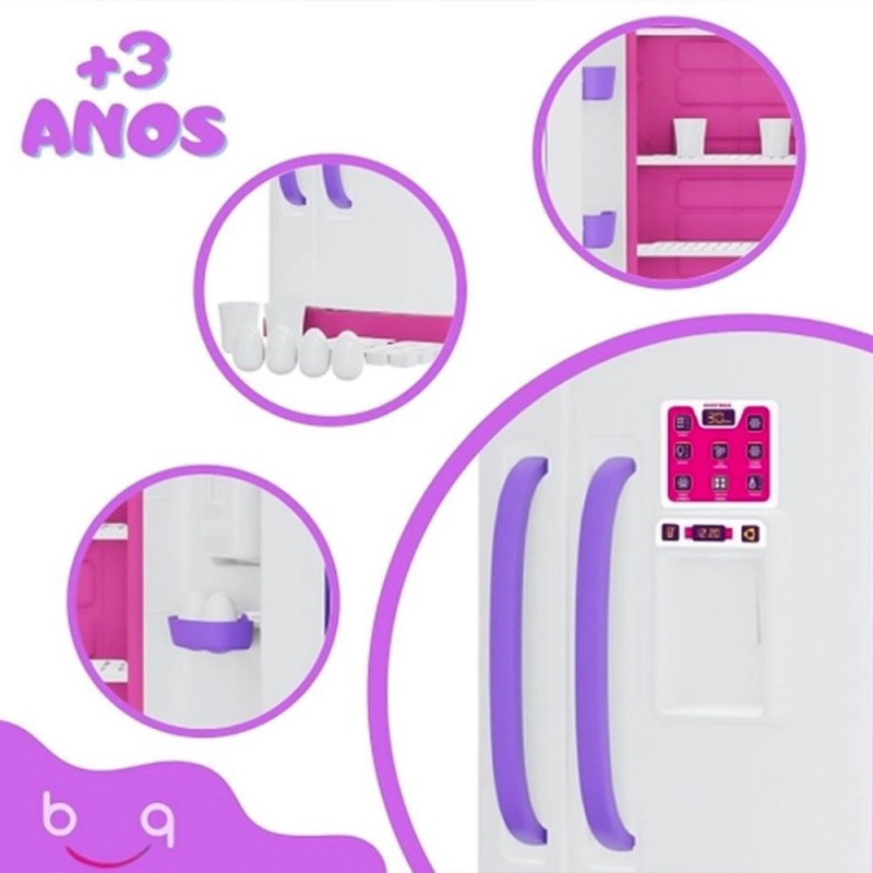 Geladeira De Brinquedo Cozinha Infantil Rosa Menina
