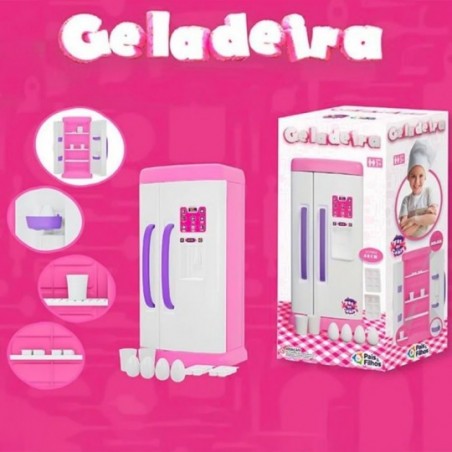 Geladeira De Brinquedo Cozinha Infantil Rosa Menina