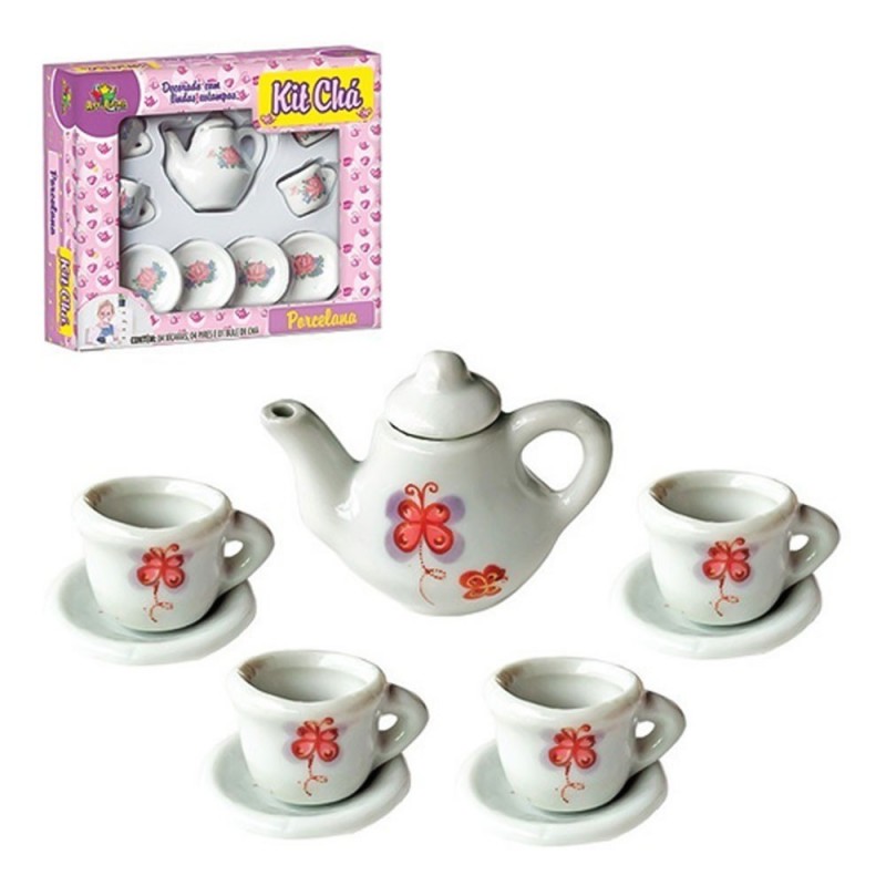 Conjunto De Chá Porcelanas Com 9 Peças De Brinquedo