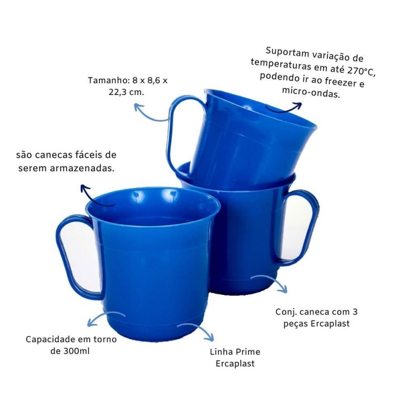 Caneca Lisa Pacote Com 6 Peças 300Ml