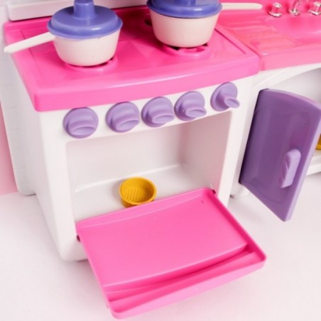 Kit Cozinha Cristal Fogão Branco/Rosa Lua De Cristal
