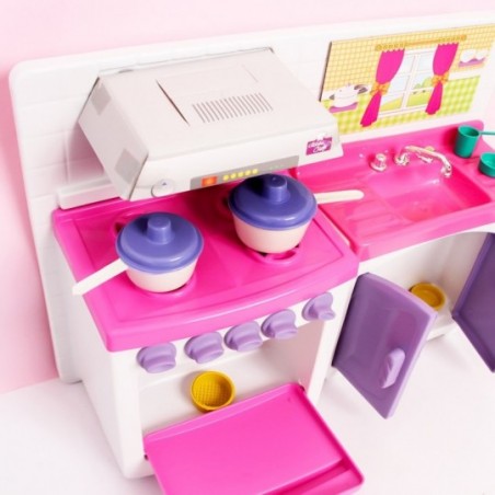 Kit Cozinha Cristal Fogão Branco/Rosa Lua De Cristal