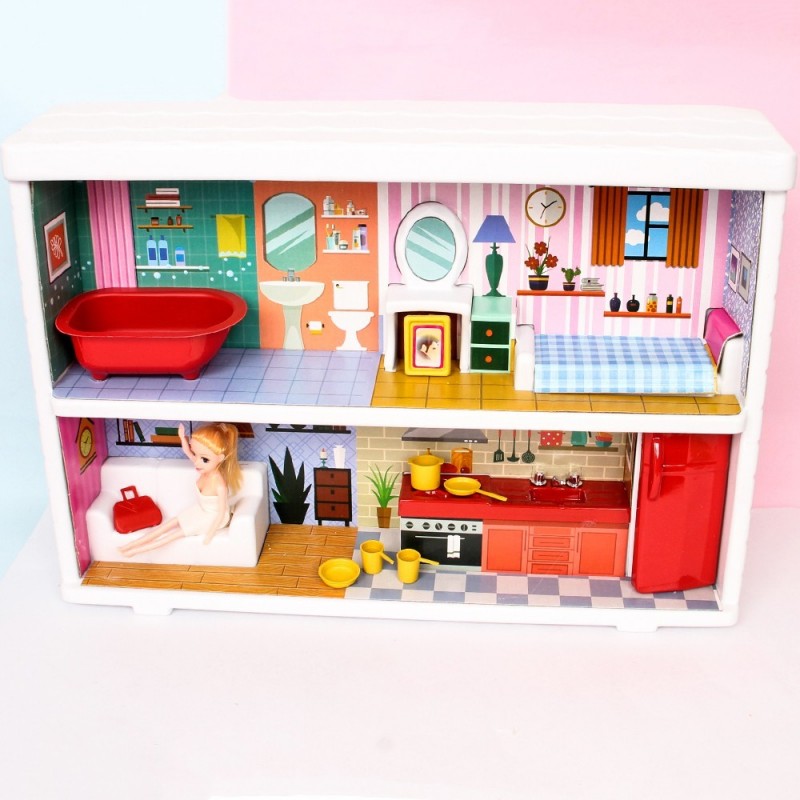 Casinha Brinquedo Little House Cristal C/ Boneca e Acessórios