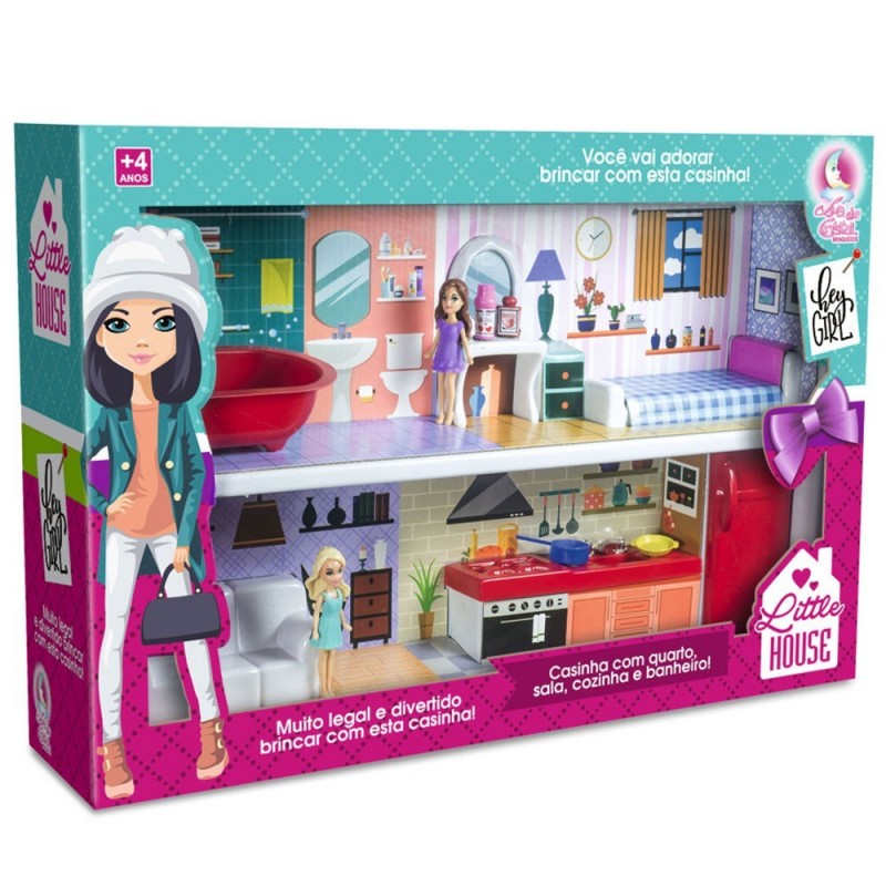 Casinha Brinquedo Little House Cristal C/ Boneca e Acessórios