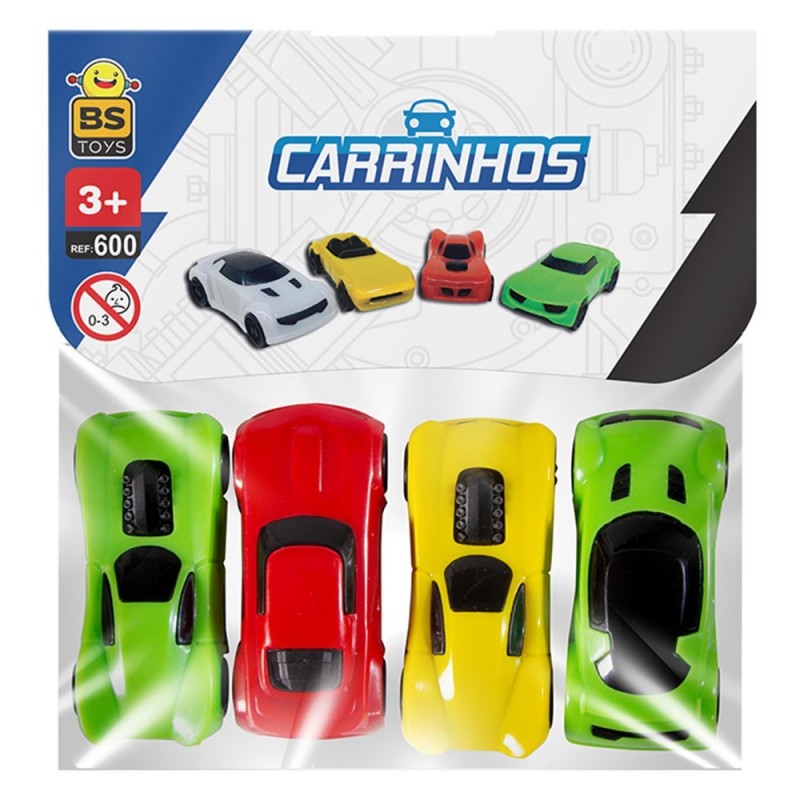 Kit Com 4 Carrinhos Infantil Roda Livre Cores Variadas Bs Toys