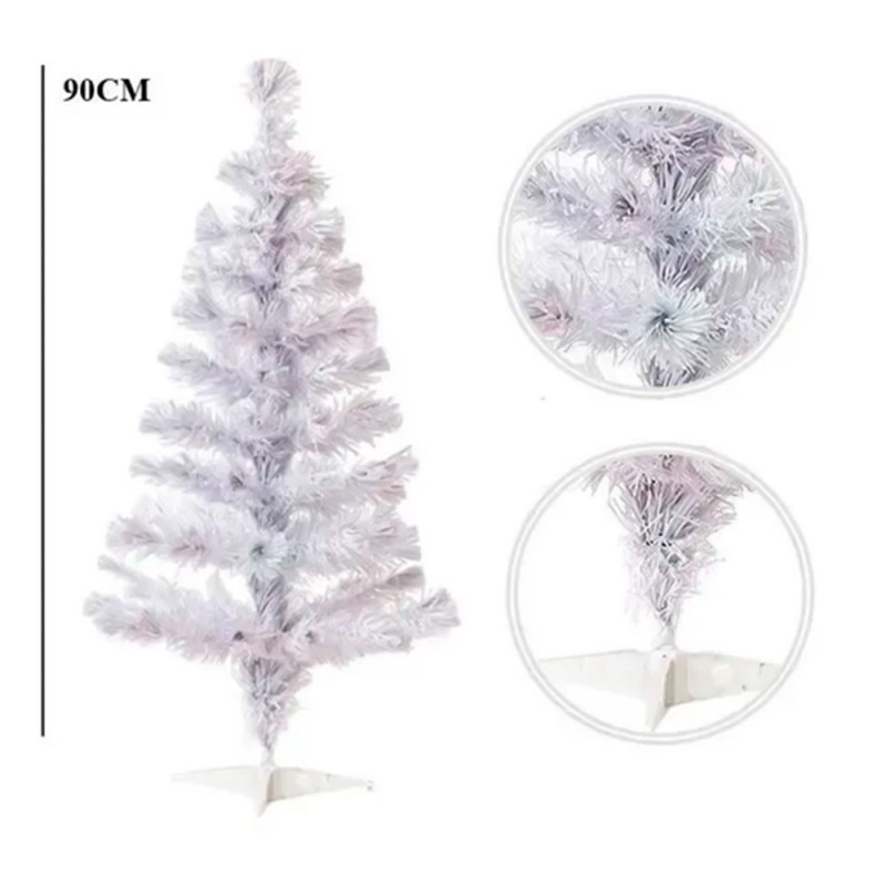 Árvore De Natal Branca Nevada Com 90 Galhos 90 Cm