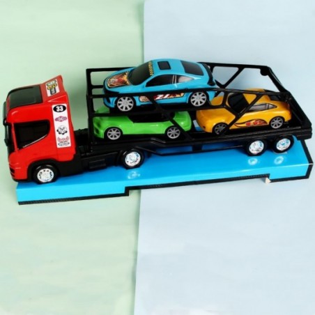 Mini Caminhão Cegonheiro Infantil C/ Três Carrinhos Bs Toys