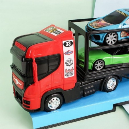Mini Caminhão Cegonheiro Infantil C/ Três Carrinhos Bs Toys