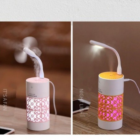 Kit C/ 4 Umidificadores Difusores De Ar Portátil Usb Led