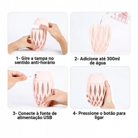 Kit C/ 4 Umidificadores Ar Difusor Aroma Purificador USB