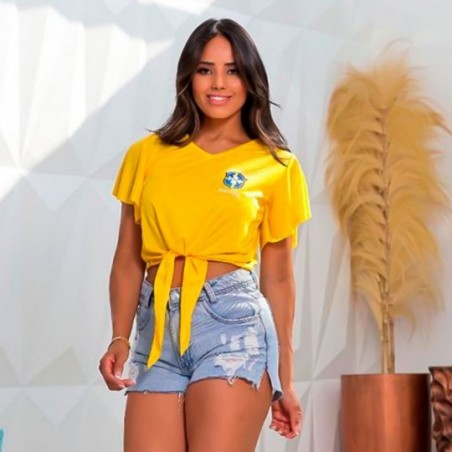 8 Peças Kit Combo Cropped Blusa Feminina Brasil Gola Alta