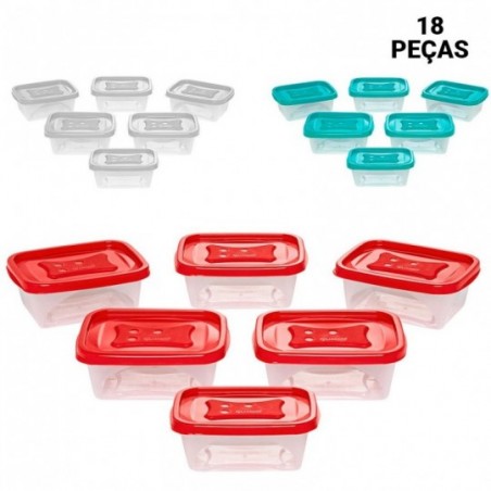 Kit 3 Conjuntos Pote Mantimentos Multiuso 6 Peças C/ Tampa