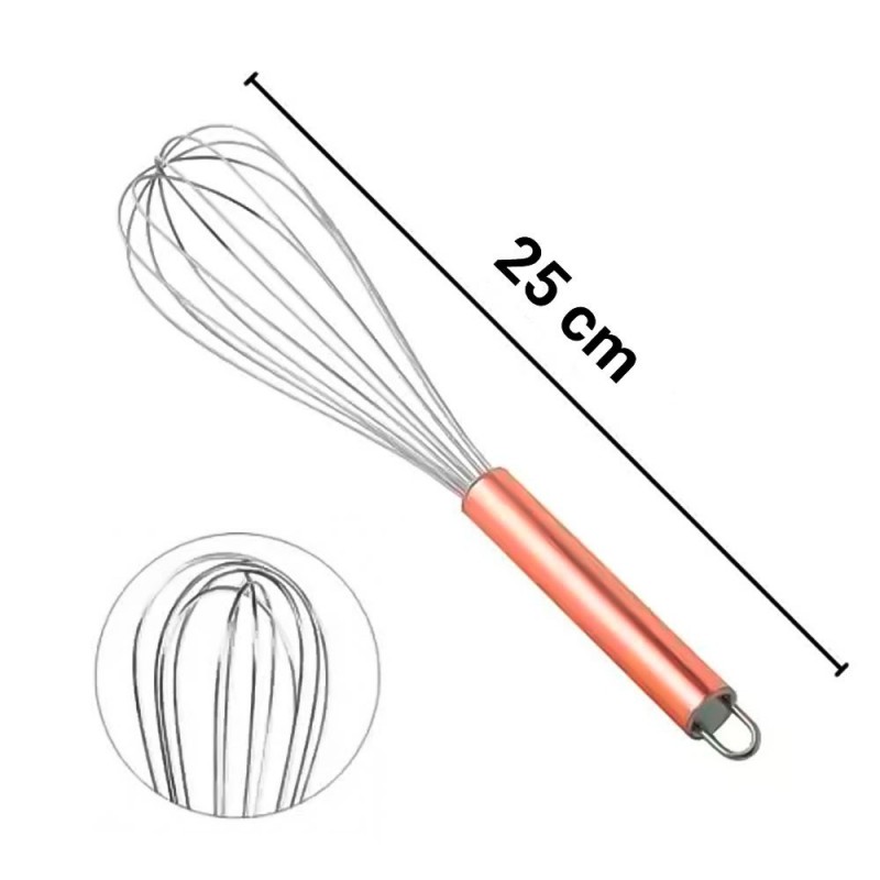 Kit 3 Batedor de Claras Manual Aço Inox 35 CM Atacado