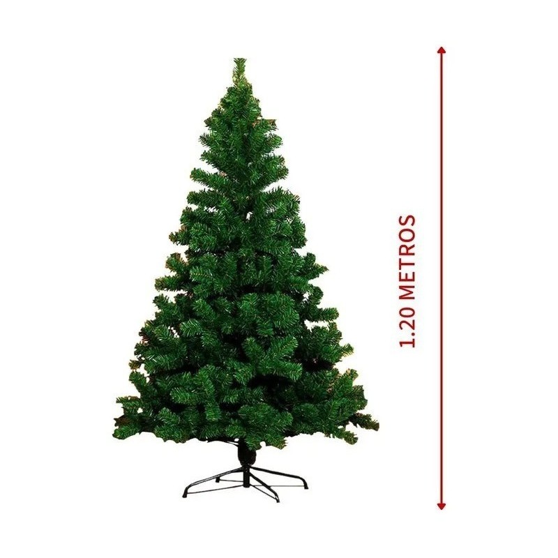 Árvore De Natal 1,2M Verde Com 220 Galhos e Pé de Metal