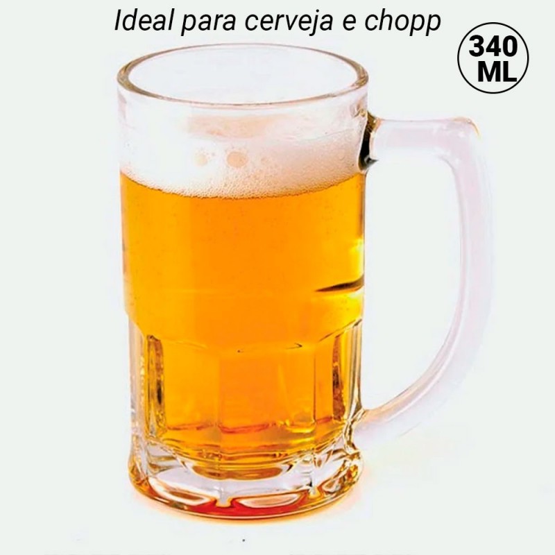 Kit 4 Canecas de Chopp De Vidro 340ML Promoção