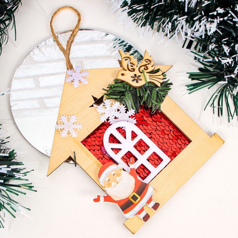 Enfeite Natalino De Pendurar Casa C/ Papai Noel 14 Cm
