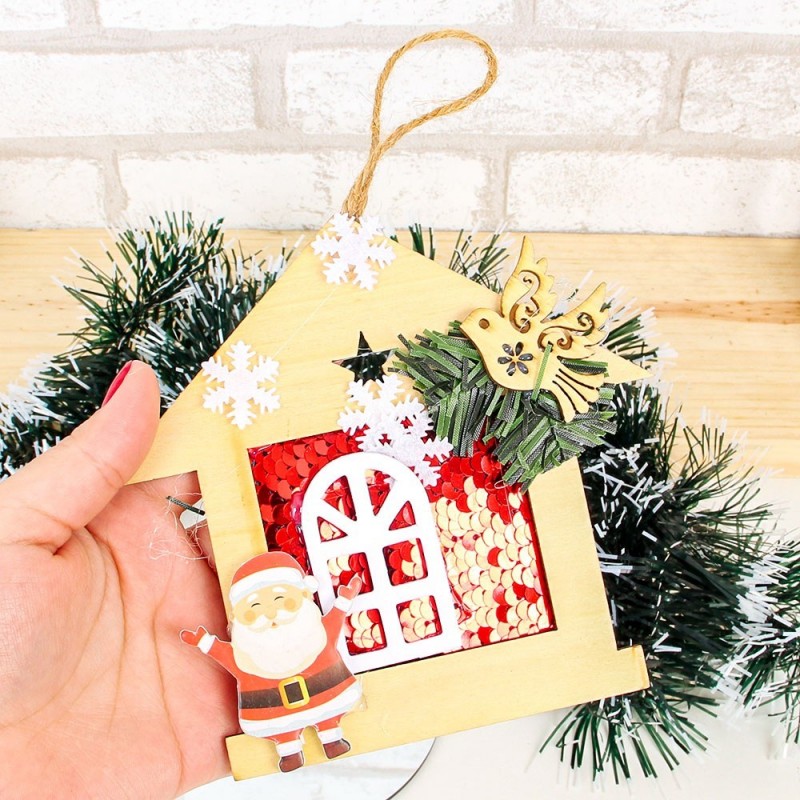Enfeite Natalino De Pendurar Casa C/ Papai Noel 14 Cm