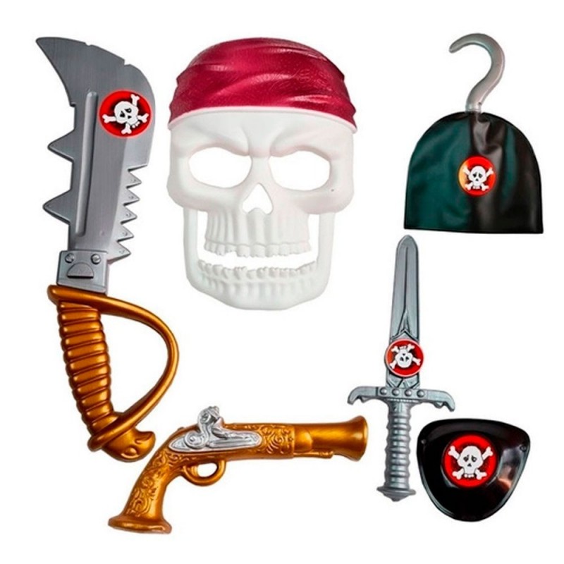 Kit Piratas Dos 7 Mares Com Máscara E Espada