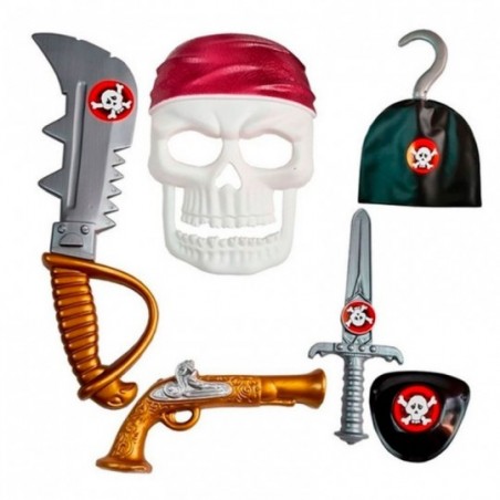 Kit Piratas Dos 7 Mares Com Máscara E Espada