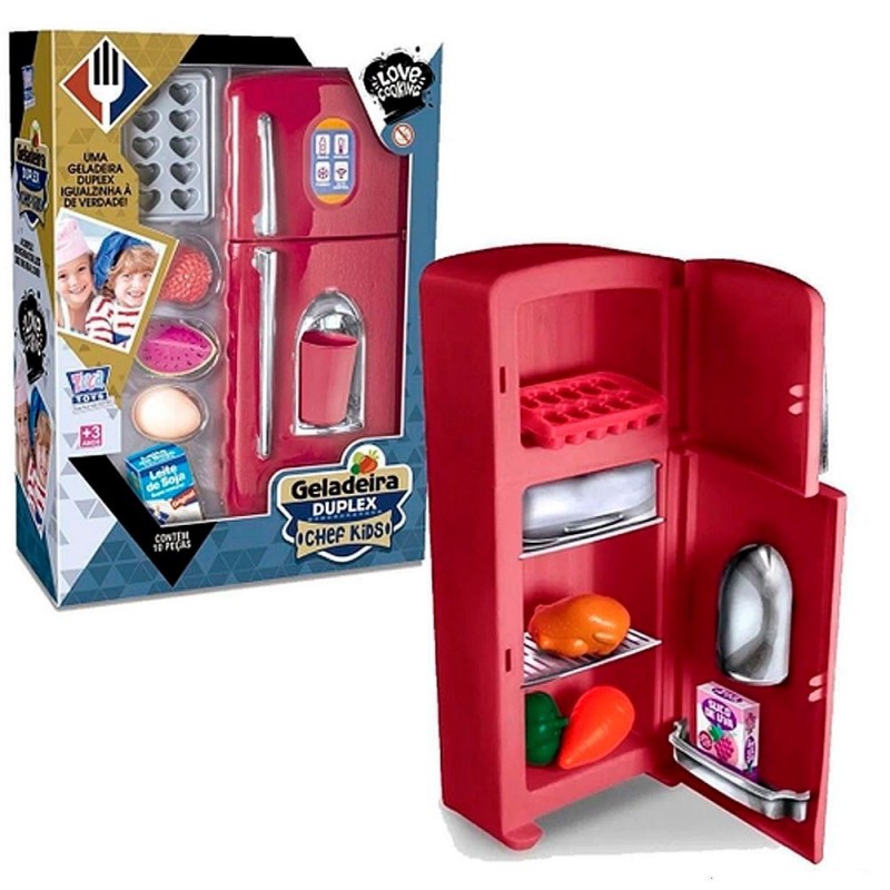 Geladeira Duplex Chef Kids Infantil 10 Peças Zuca Toys