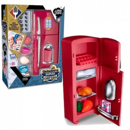 Geladeira Duplex Chef Kids Infantil 10 Peças Zuca Toys