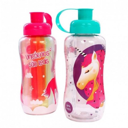 550 Ml C/ Tubo De Gelo Squeeze Infantil Unicórnio Plasduran