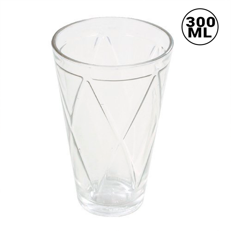 Kit 6 Copos De Vidro Detalhes Tipo Triângulo 300 ML