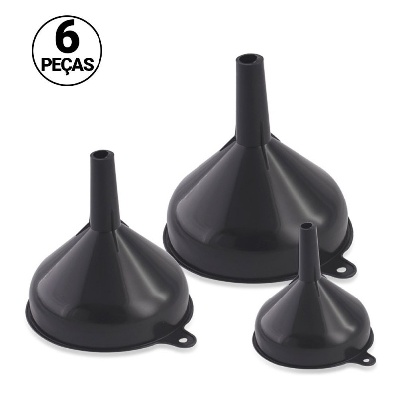 Kit 6 Funil Plástico Com 3 Peças Tamanho PMG Plasduran
