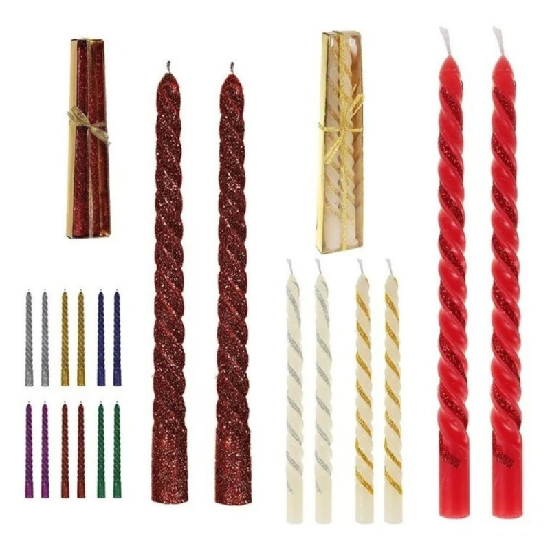 Kit 2 Velas Retorcidas Vermelhas 20 Cm Natal No Atacado