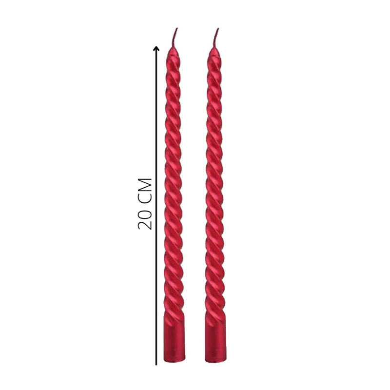 Kit 2 Velas Retorcidas Vermelhas 20 Cm Natal No Atacado
