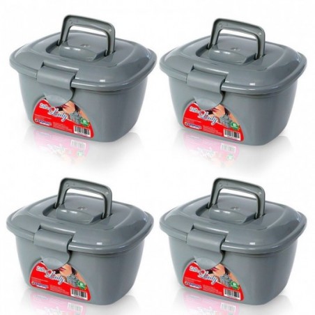 Kit 4 Mini Maleta Lady Box Prata Com Trava E Alça Atacado