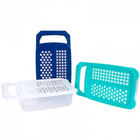 Kit 6 Ralador Grande Com Pote Depósito 1 Litro ErcaPlast