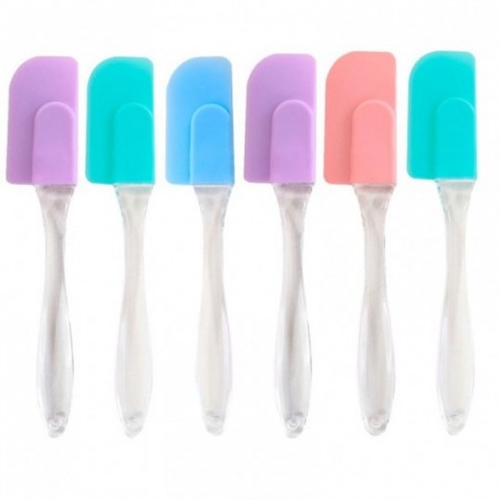 Kit 6 Mini Espátula De Silicone Pão Duro Com Cabo Acrílico
