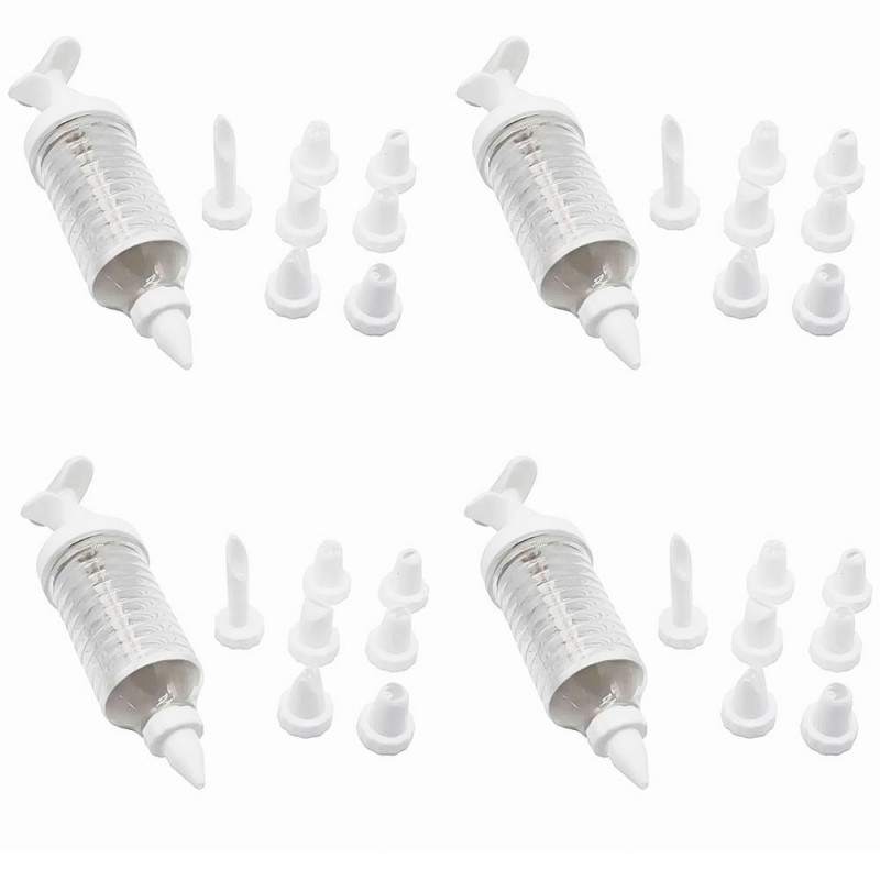 4 Kit Confeiteiro Decorador Bolo Com Aplicador 8 Bicos 