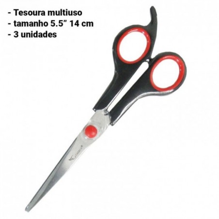Kit 3 Tesoura Multiuso 5.5" 14 cm Aço Inox No Atacado