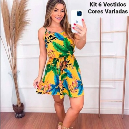 Kit 6 Vestidos Femininos Boneca Rodado Estampado Variados