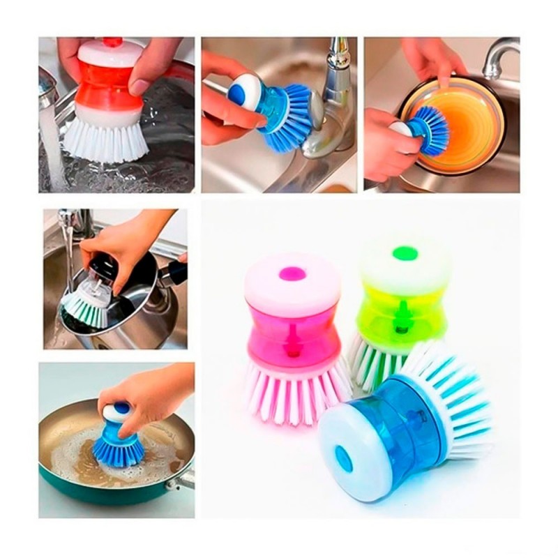 Kit 4 Escova Limpeza Geral Porta Detergente Dispenser 