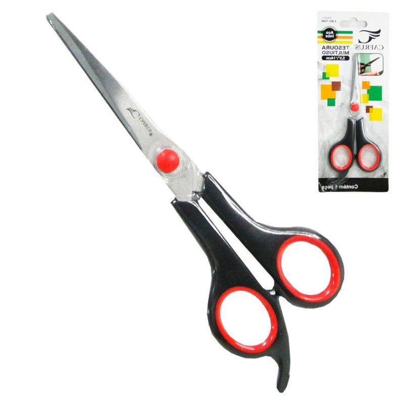Kit 3 Tesoura Multiuso 7" Ponta Reta Cabo Plástico